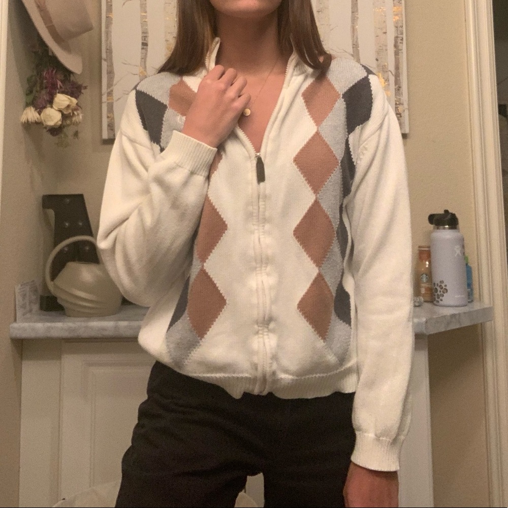 Knitted zip up.